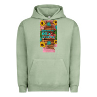 Pigment Oil Green raised 90's country guitar cactus sunflower's 12 oz can cooler  (slim) Urban Hoodie - Artiststas