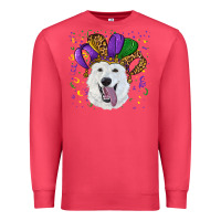Cardinal mardi gras hat  white shepherd Premium Sweatshirt - RanaPortraitStore