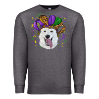 Charcoal Heather mardi gras hat  white shepherd Premium Sweatshirt - RanaPortraitStore