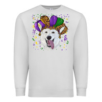 Dove Grey mardi gras hat  white shepherd Premium Sweatshirt - RanaPortraitStore