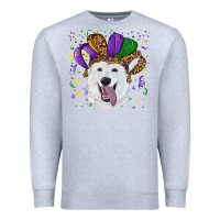 Heather Grey mardi gras hat  white shepherd Premium Sweatshirt - RanaPortraitStore