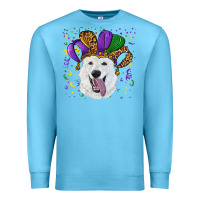 Ocean Blue mardi gras hat  white shepherd Premium Sweatshirt - RanaPortraitStore