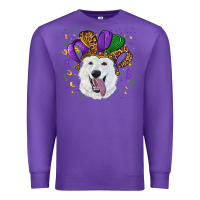 Purple mardi gras hat  white shepherd Premium Sweatshirt - RanaPortraitStore
