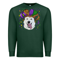 Sports Green mardi gras hat  white shepherd Premium Sweatshirt - RanaPortraitStore
