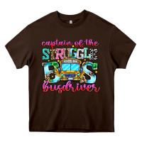 Chocolate Brown captain of the struggle bus bus Heavy Core Tee - CowhideDigitalArt