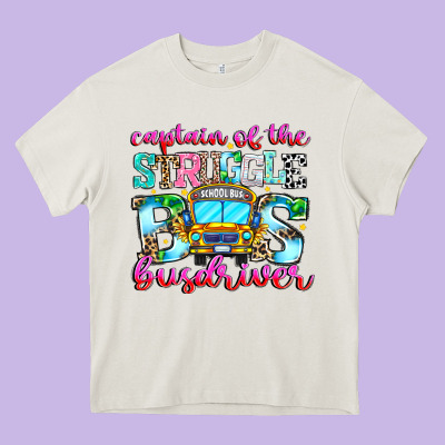 Captain Of The Struggle Bus Bus Heavy Core Tee Designed By Cowhidedigitalart