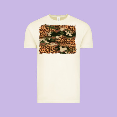 Camouflage And Leopard Background Vintage Tee Designed By Artiststas