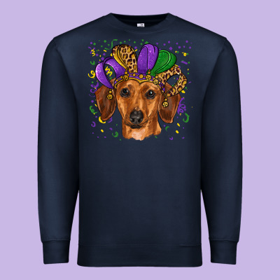 Premium Sweatshirt mardi gras hat dachshund