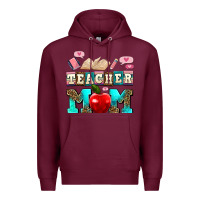 Burgundy teacher mom Premium Hoodie - AdoDesignShop