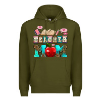 Army Green teacher mom Premium Hoodie - AdoDesignShop