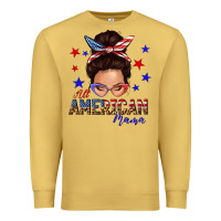 All American Mama Messy Bun Premium Sweatshirt | Teevron