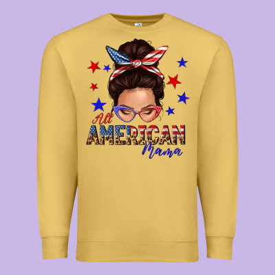 Premium Sweatshirt all american mama messy bun