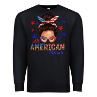 Black all american mama messy bun Premium Sweatshirt - texasbilliewilder