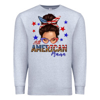 Heather Grey all american mama messy bun Premium Sweatshirt - texasbilliewilder