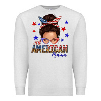 Oatmeal Heather all american mama messy bun Premium Sweatshirt - texasbilliewilder