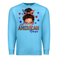 Ocean Blue all american mama messy bun Premium Sweatshirt - texasbilliewilder