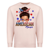 Pale Pink all american mama messy bun Premium Sweatshirt - texasbilliewilder