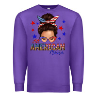 Purple all american mama messy bun Premium Sweatshirt - texasbilliewilder