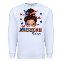 White all american mama messy bun Premium Sweatshirt - texasbilliewilder