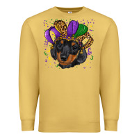 Antique Gold mardi gras hat dachshund puppy Premium Sweatshirt - RanaPortraitStore
