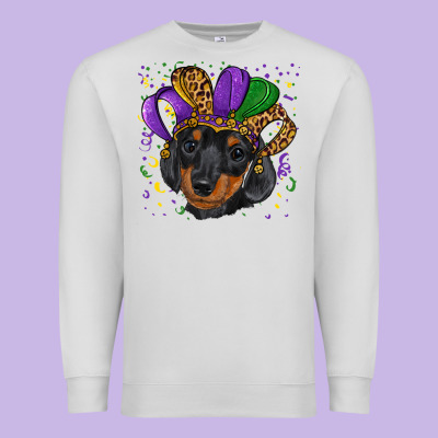 Premium Sweatshirt mardi gras hat dachshund puppy