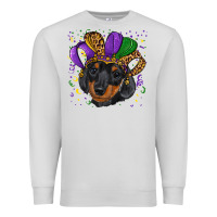 Dove Grey mardi gras hat dachshund puppy Premium Sweatshirt - RanaPortraitStore