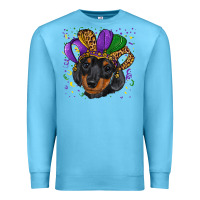 Ocean Blue mardi gras hat dachshund puppy Premium Sweatshirt - RanaPortraitStore