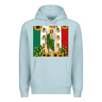 Blue Mist San Judas with Mexican Flag Premium Hoodie - JahusDesignShop