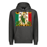 Charcoal Heather San Judas with Mexican Flag Premium Hoodie - JahusDesignShop