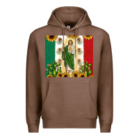 Chestnut San Judas with Mexican Flag Premium Hoodie - JahusDesignShop