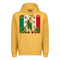 Mustard San Judas with Mexican Flag Premium Hoodie - JahusDesignShop