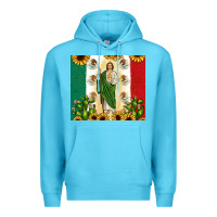 Ocean Blue San Judas with Mexican Flag Premium Hoodie - JahusDesignShop
