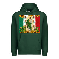 Sports Green San Judas with Mexican Flag Premium Hoodie - JahusDesignShop