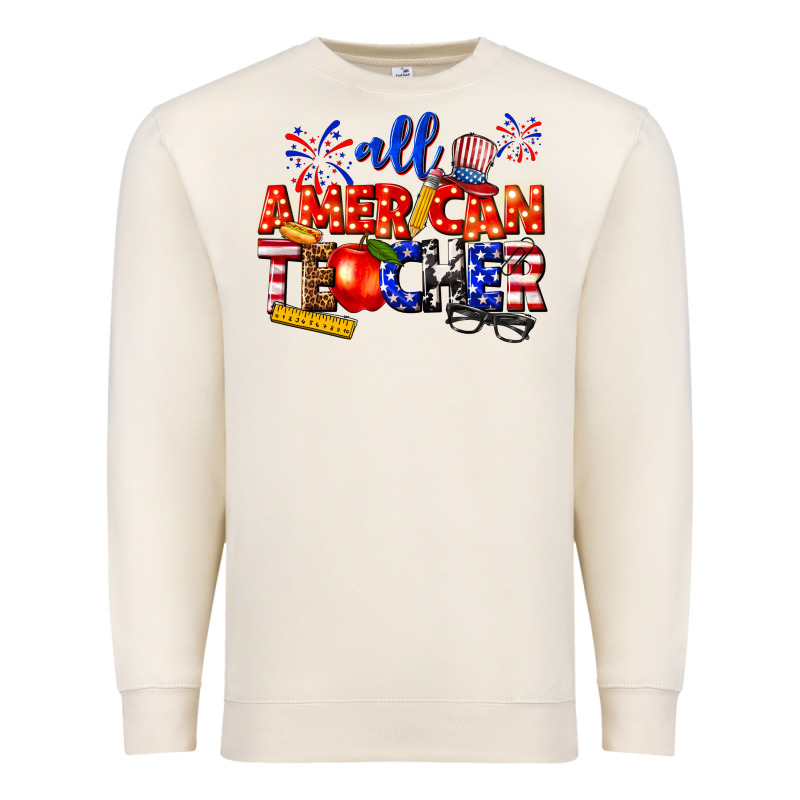All American Teacher Premium Sweatshirt by texasbilliewilder | Teevron