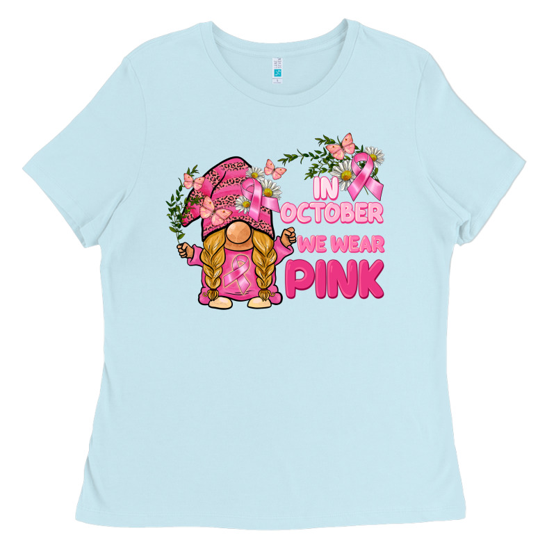 In October We Wear Pink Gnome Ladies Tee by BarkalooDesign | Teevron