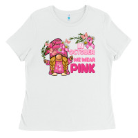 White in october we wear pink gnome Ladies Tee - BarkalooDesign