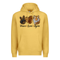 Antique Gold peace love tigers head Premium Hoodie - JahusDesignShop