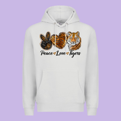 Peace Love Tigers Head Premium Hoodie Designed By Jahusdesignshop