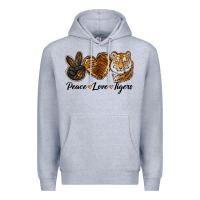 Heather Grey peace love tigers head Premium Hoodie - JahusDesignShop