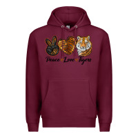 Burgundy peace love tigers head Premium Hoodie - JahusDesignShop
