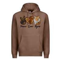 Chestnut peace love tigers head Premium Hoodie - JahusDesignShop