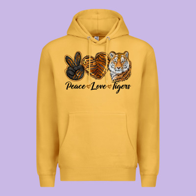Peace Love Tigers Head Premium Hoodie Designed By Jahusdesignshop