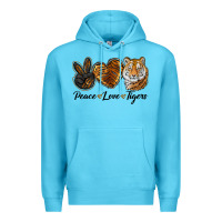 Ocean Blue peace love tigers head Premium Hoodie - JahusDesignShop