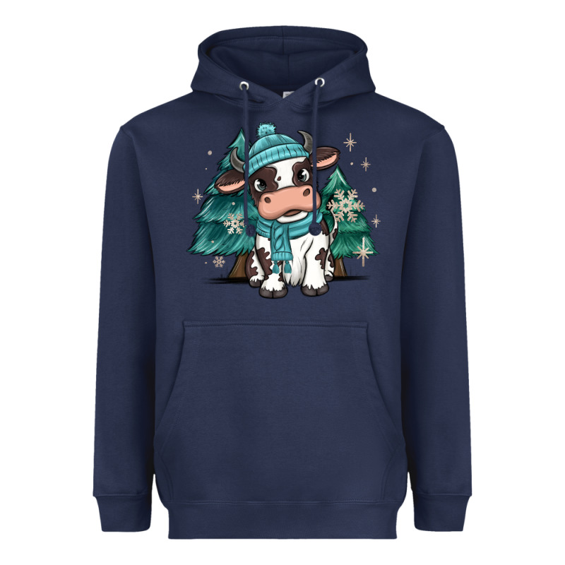 Winter I'm Udderly Freezing Baby Cow Heavyweight Hoodie by MaliasSmallBusiness | Teevron