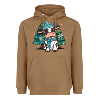Toasted Coconut winter i'm udderly freezing baby cow Heavyweight Hoodie - MaliasSmallBusiness
