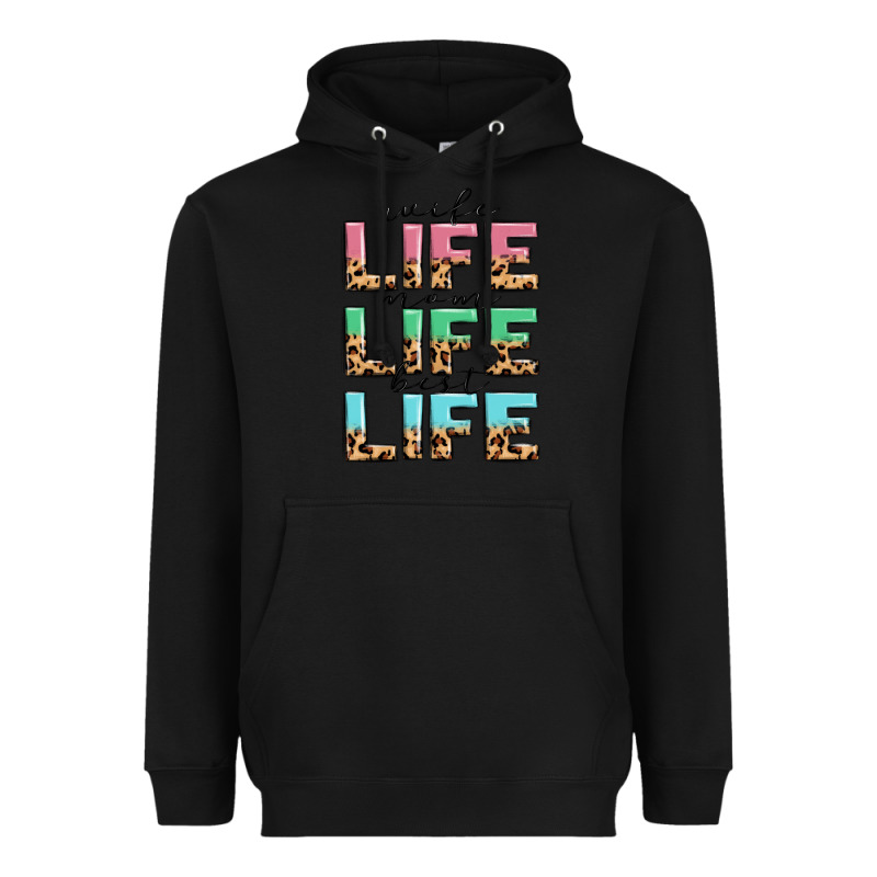 Wife Life Mom Life Best Life Heavyweight Hoodie by MaliasSmallBusiness | Teevron