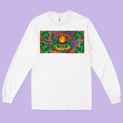 Life Is Better Around The Campfire License Plate Long Sleeve Tee Designed By Barkaloodesign
