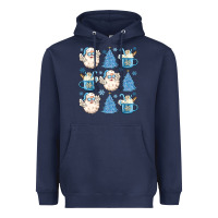 Navy santa claus doodles christmas Heavyweight Hoodie - MaliasSmallBusiness