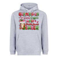 Heather Grey running on iced coffee and christmas cheer Heavyweight Hoodie - MaliasSmallBusiness
