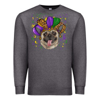 Charcoal Heather mardi gras hat pug Premium Sweatshirt - RanaPortraitStore